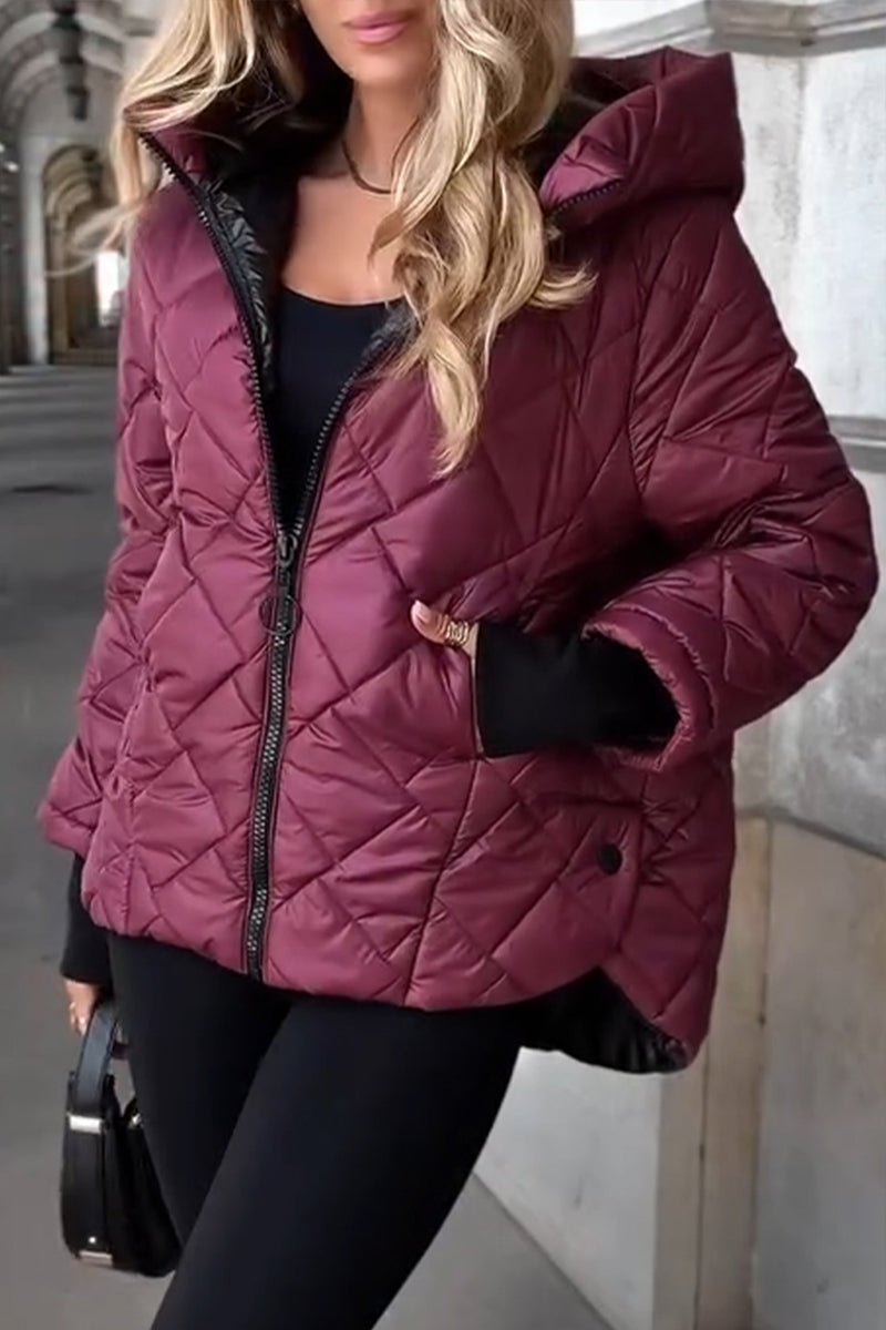 Elegancka Bluza z Kapturem Zapinana na Zamek