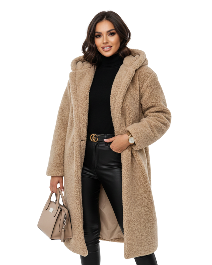 Puszysty Płaszcz Teddy o Kroju Oversize