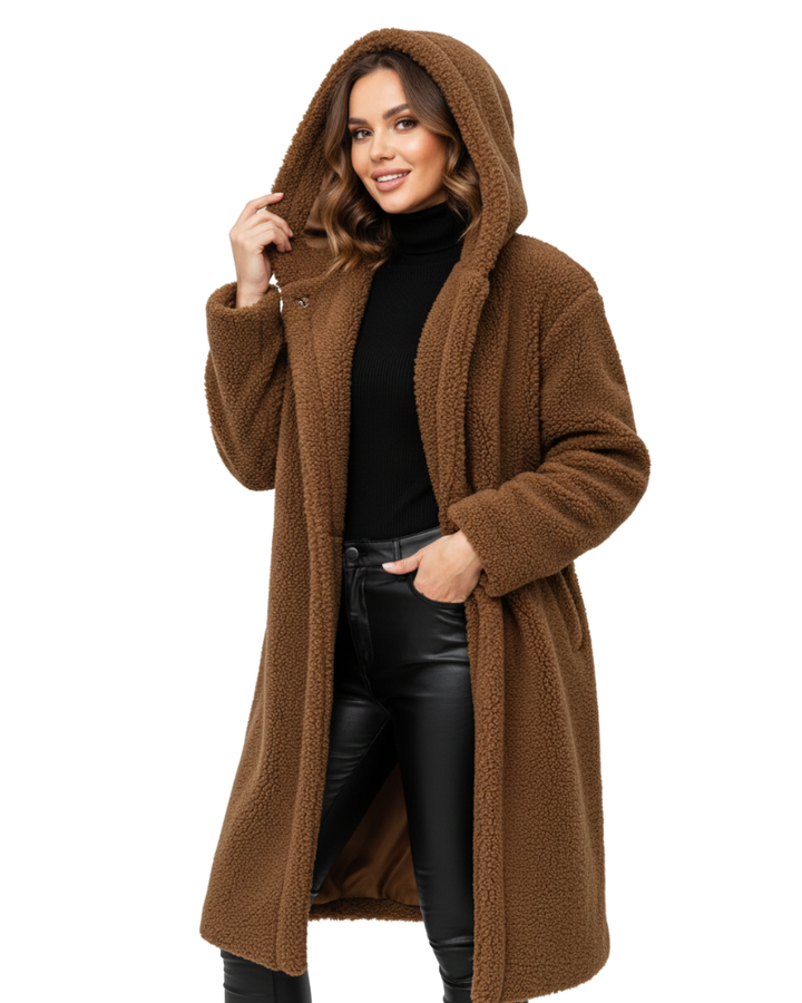 Puszysty Płaszcz Teddy o Kroju Oversize