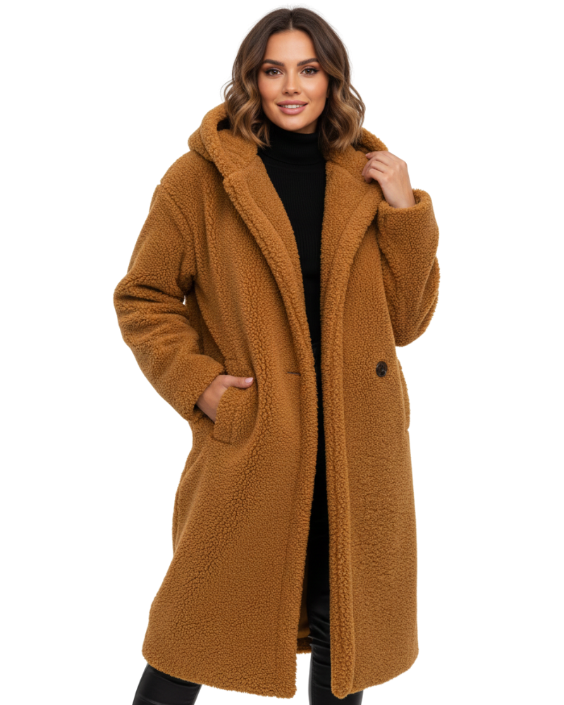 Puszysty Płaszcz Teddy o Kroju Oversize
