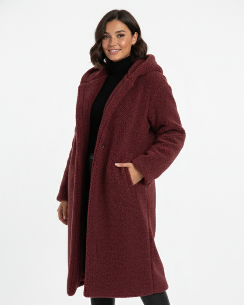 Puszysty Płaszcz Teddy o Kroju Oversize