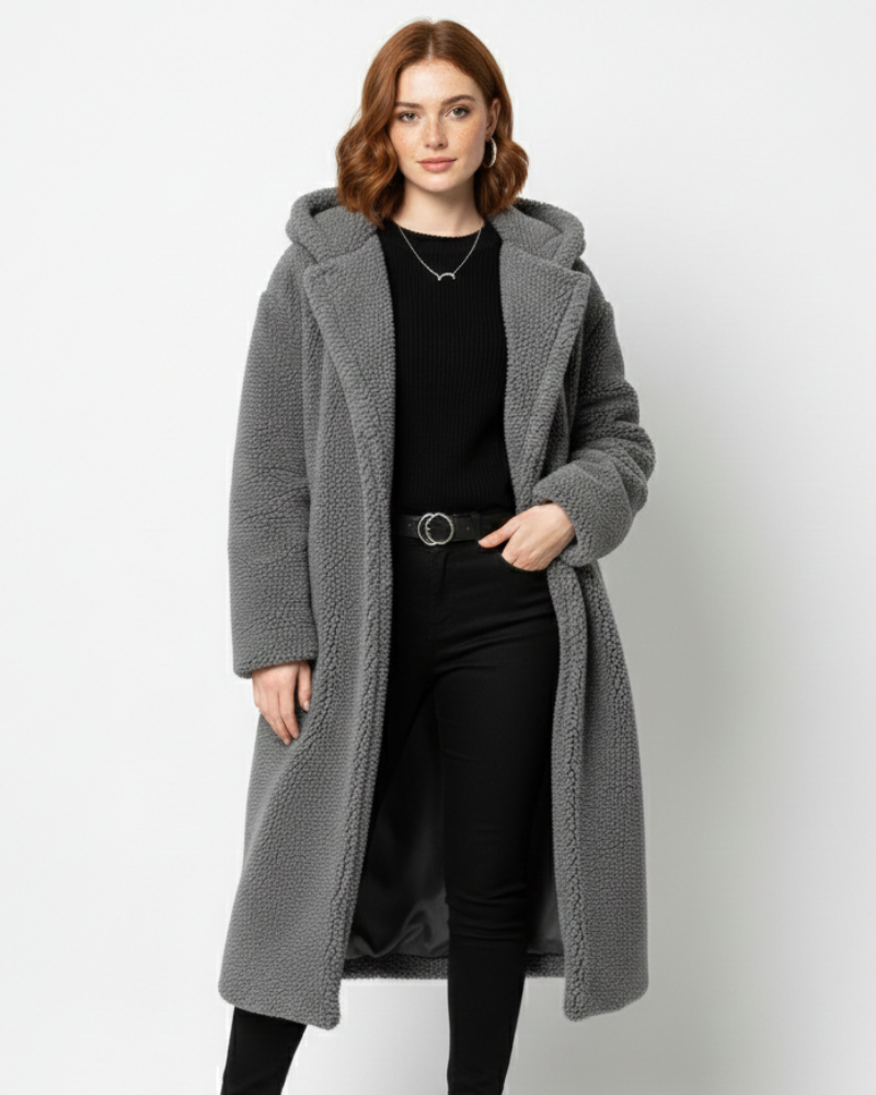 Puszysty Płaszcz Teddy o Kroju Oversize