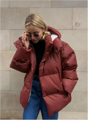 Puchowa Kurtka Oversize z Obfitym Ociepleniem
