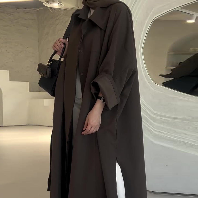 Długi Minimalistyczny Płaszcz Oversize na Zimę