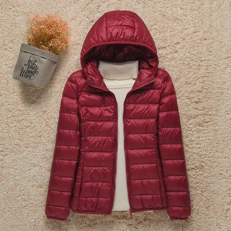 Lekka Puchowa Kurtka z Kapturem