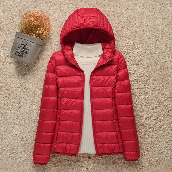 Lekka Puchowa Kurtka z Kapturem