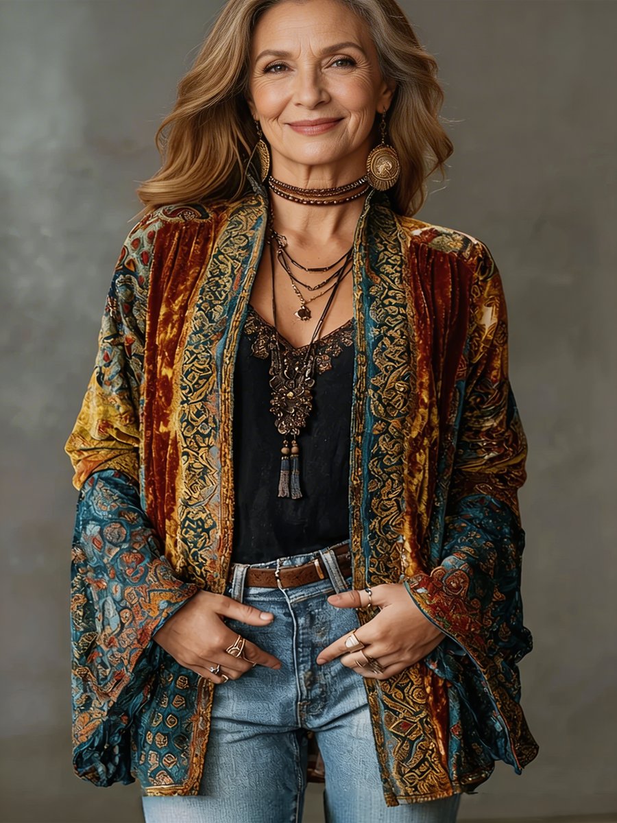 Pikowana Kurtka Kimono w Stylu Boho