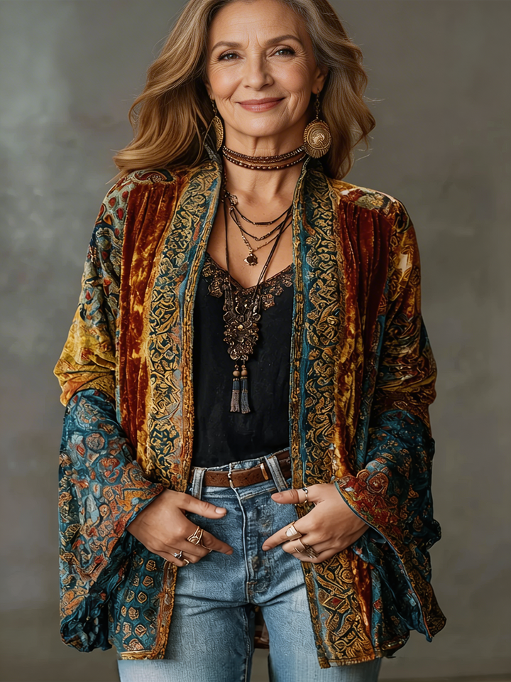 Dzianinowy Kardigan Kimono w Stylu Boho