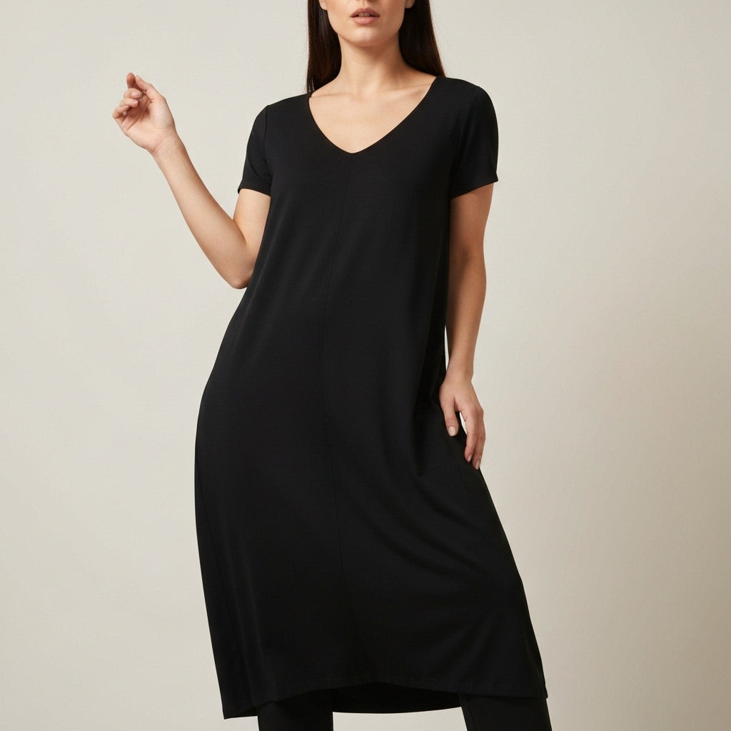 Crew Neck Sleeveless Maxi Dress - Black