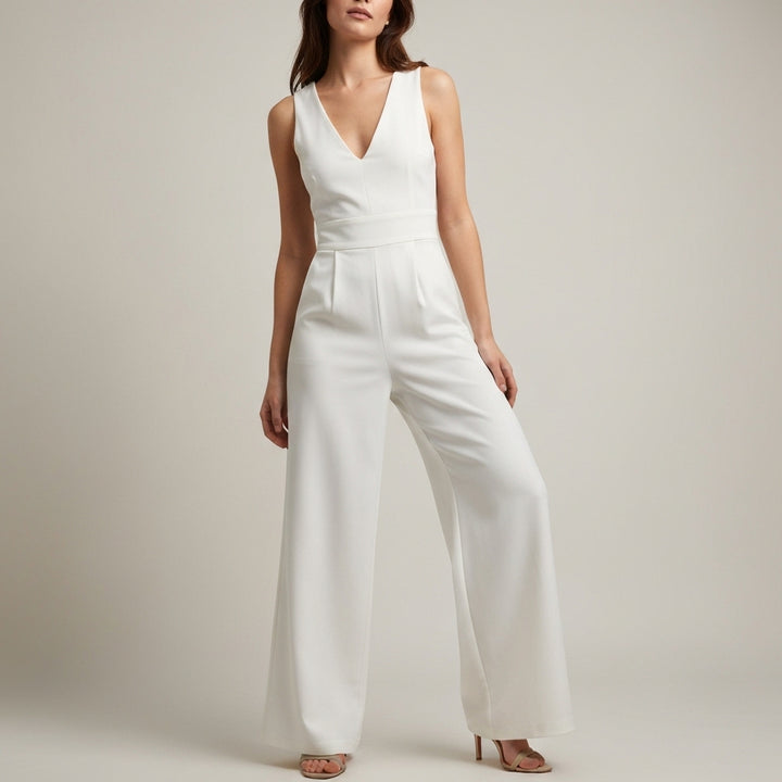 Tie Strap Sleeveless Slip Jumpsuit - Ivory