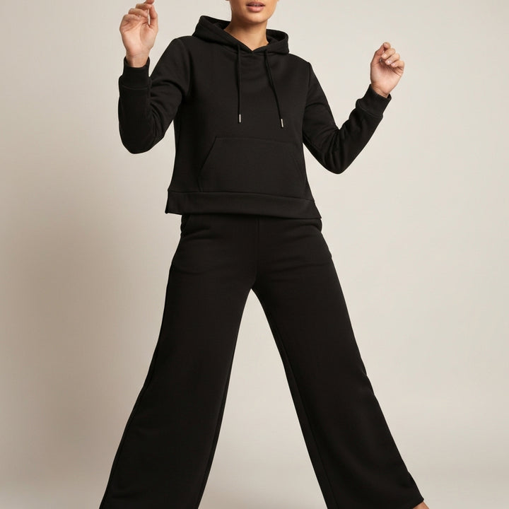 Hooded Sweatshirt And Jogger Set - Black