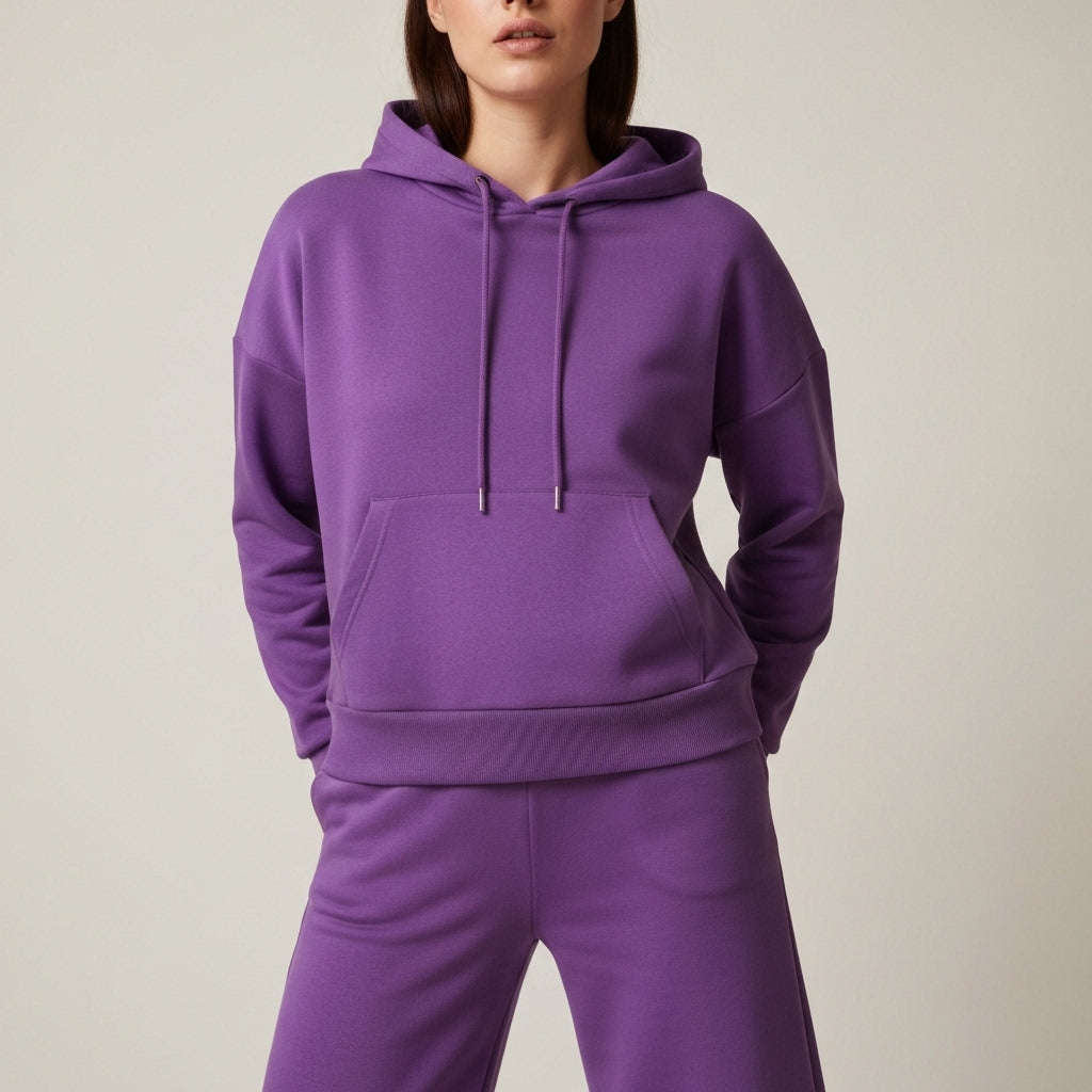Hooded Sweatshirt And Jogger Set - Purple