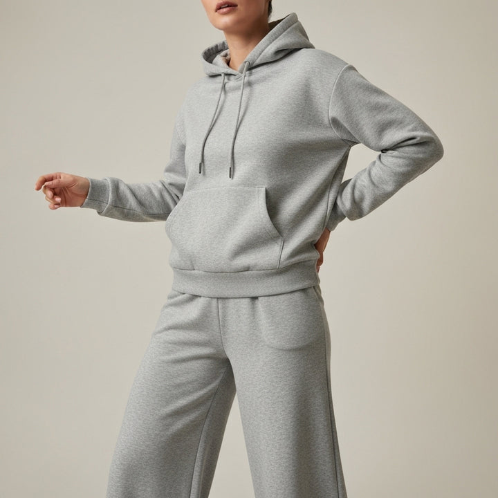 Hooded Sweatshirt And Jogger Set - Grey