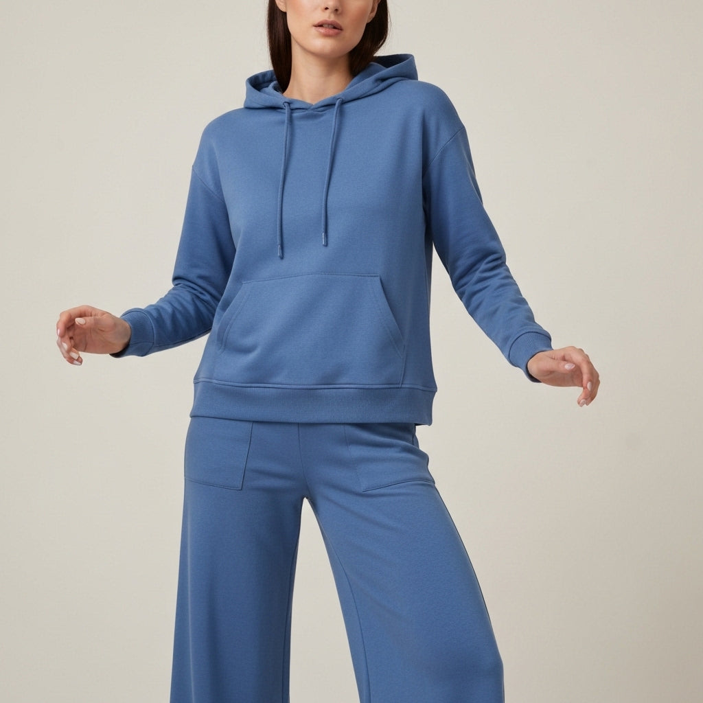 Hooded Sweatshirt And Jogger Set - Blue